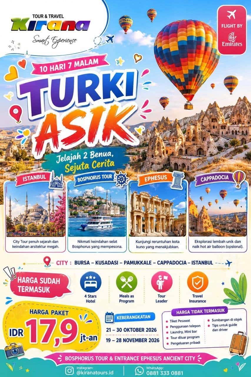 Paket Tour Turki Asik 10 Hari 7 Malam Bersama Kirana Tour & Travel